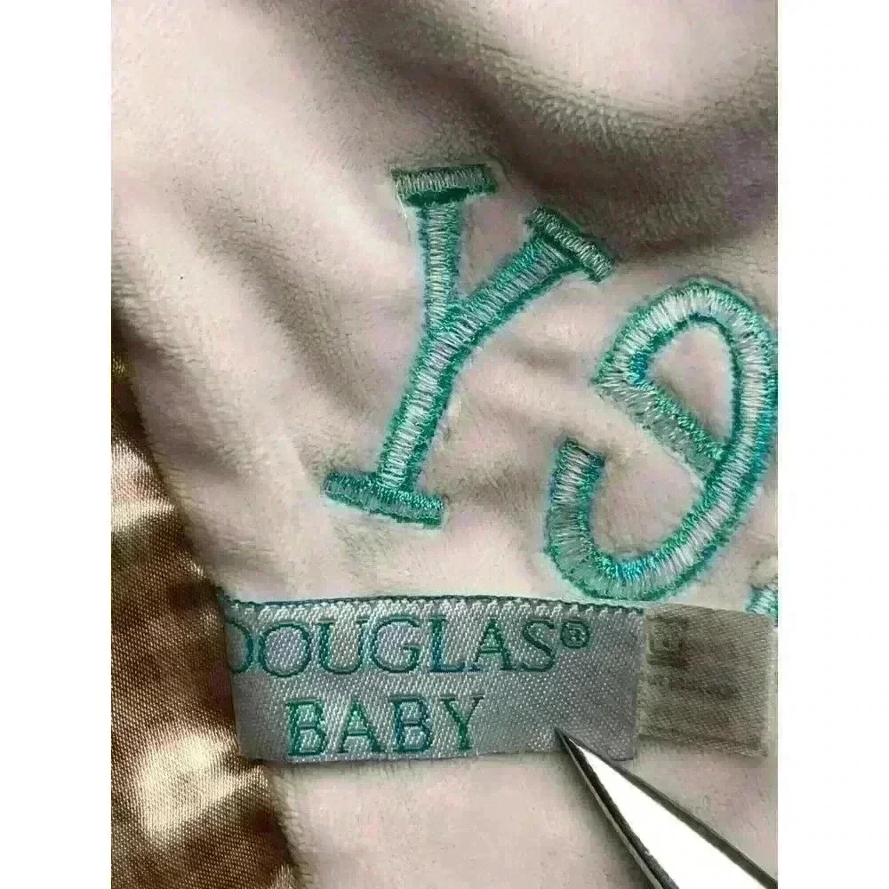 Douglas Baby Lovey Security Blanket Racoon Tan Gingham Check Izey